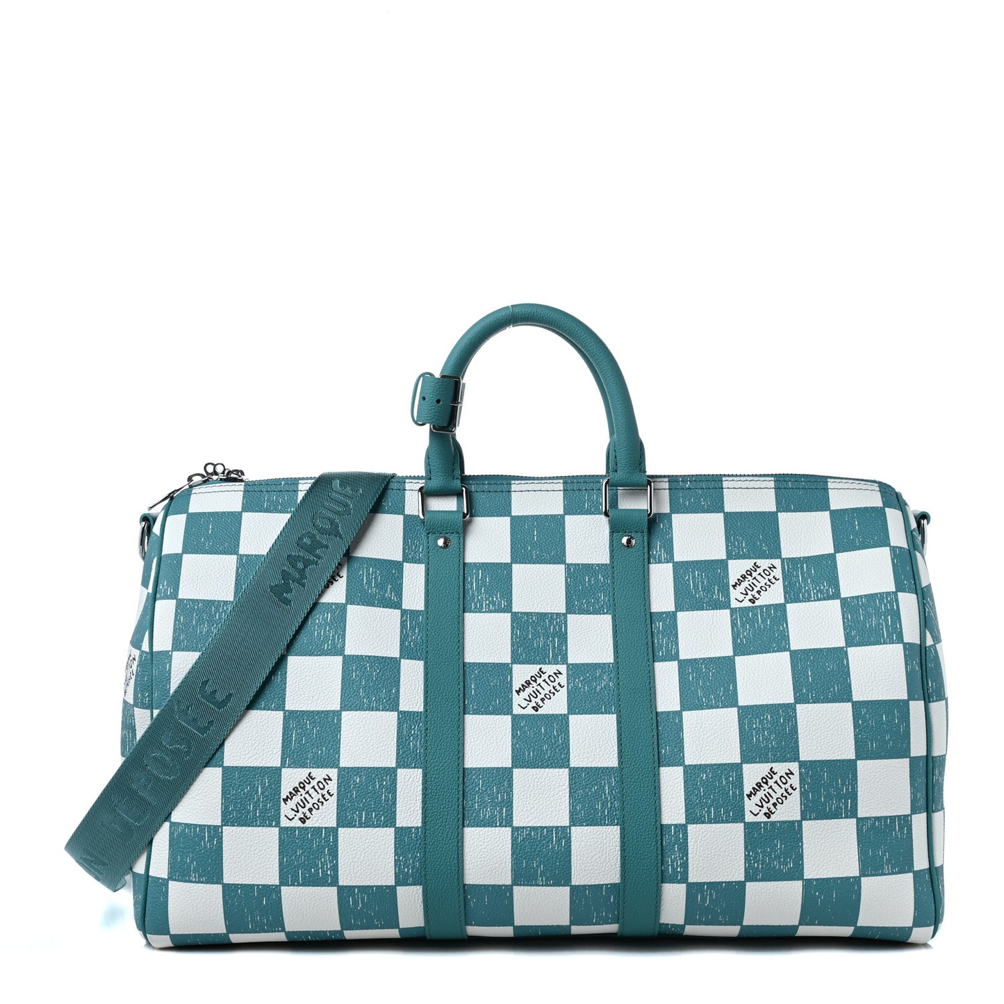 Calfskin Damier Keepall Bandouliere 45 Teal