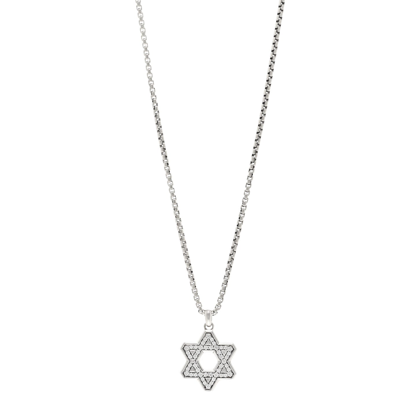 Sterling Silver Diamond Star of David Pendant Necklace