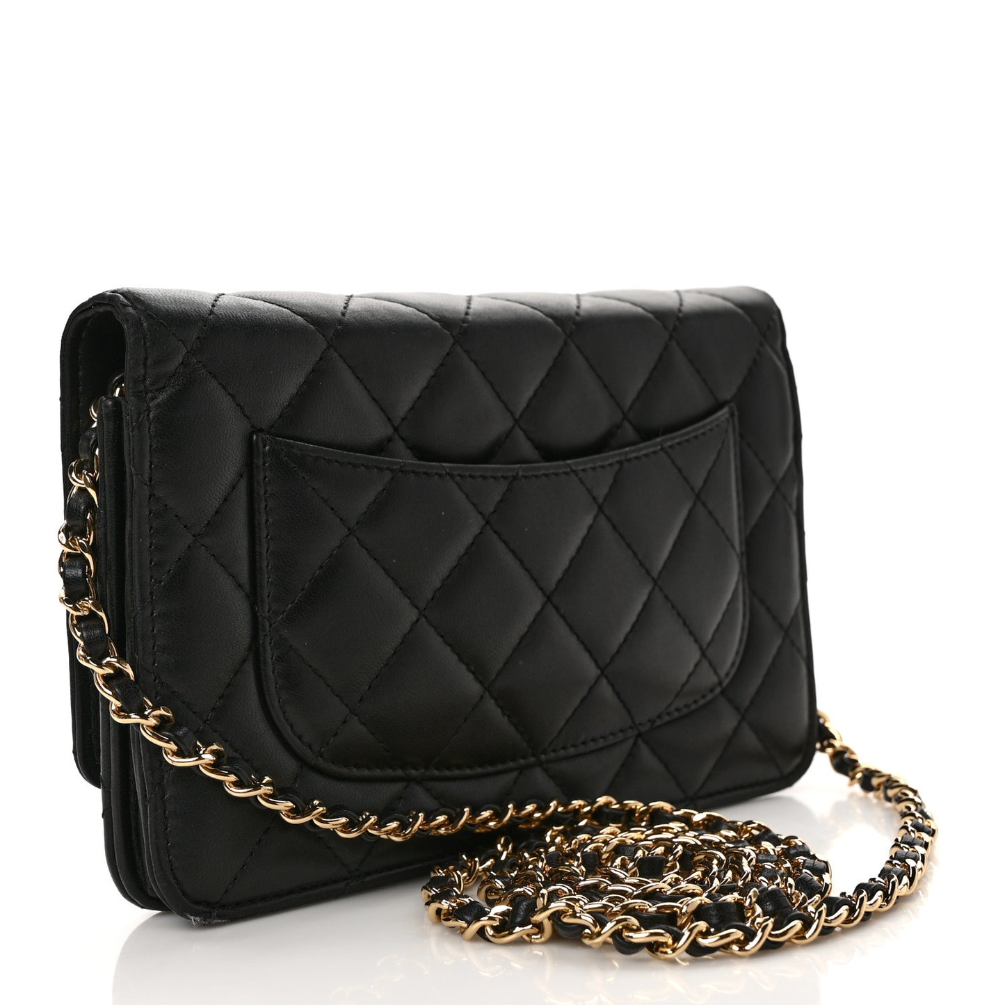 Lambskin Quilted Wallet On Chain WOC Black