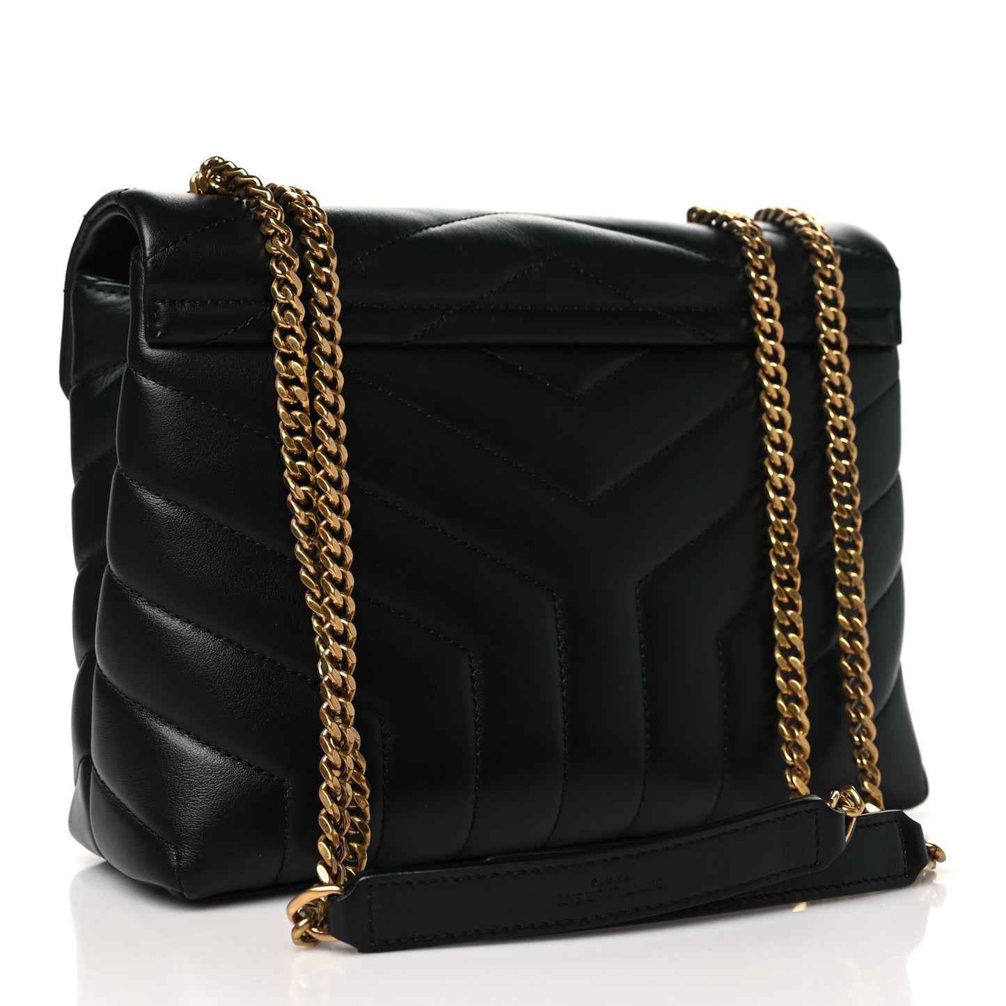 Calfskin Y Quilted Monogram Small Loulou Chain Satchel Black