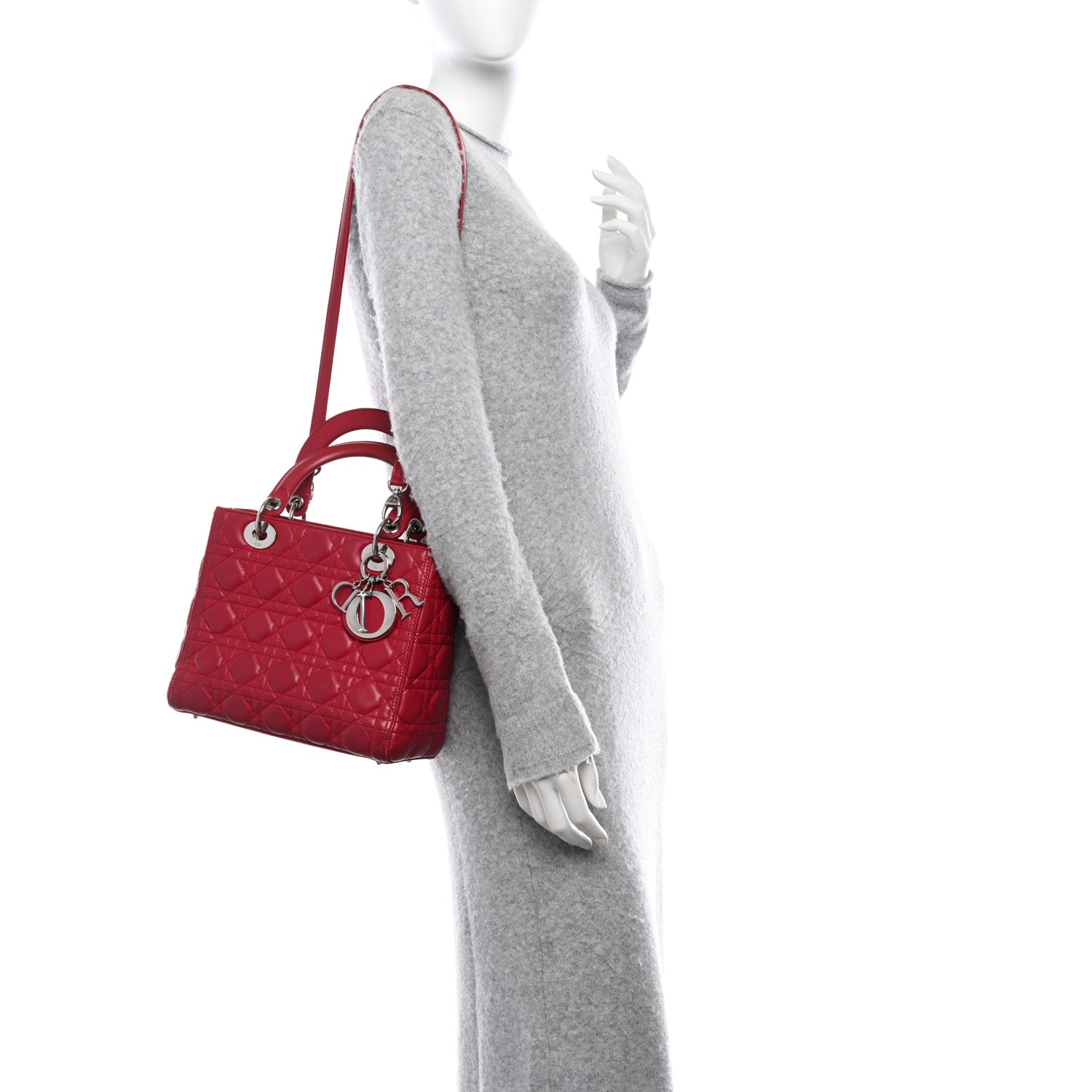 Christian Dior Lambskin Cannage Medium Lady Dior Dark Pink 2 of 16