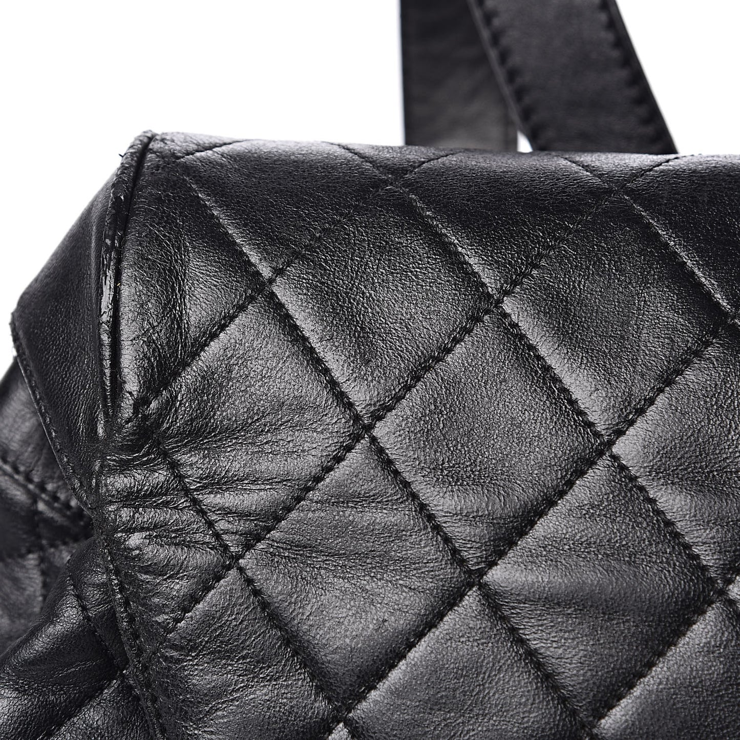 Lambskin Quilted Drawstring Backpack Black
