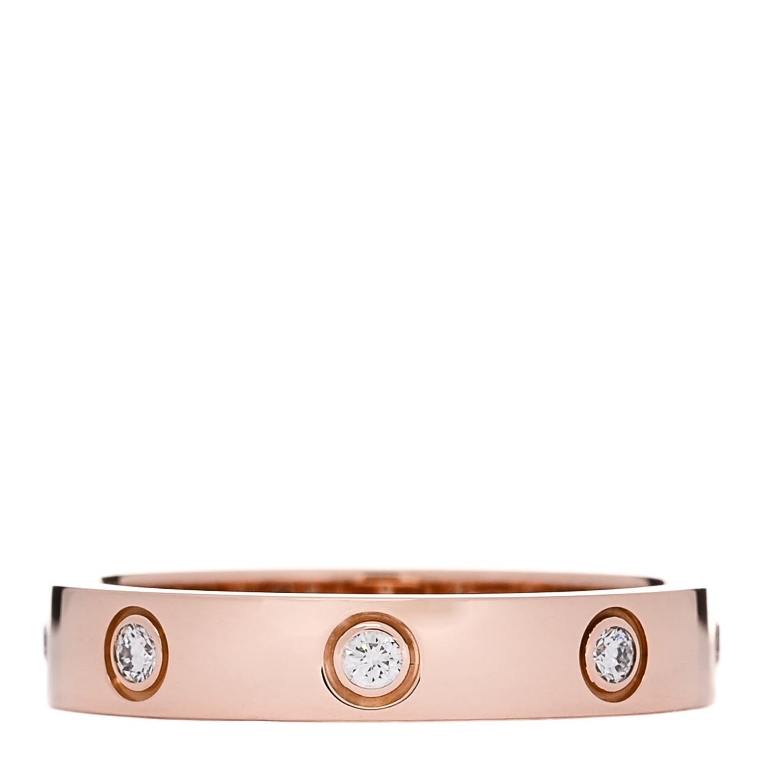 Cartier 18K Pink Gold 8 Diamond 4mm LOVE Wedding Band Ring 56 7.5 1 of 4