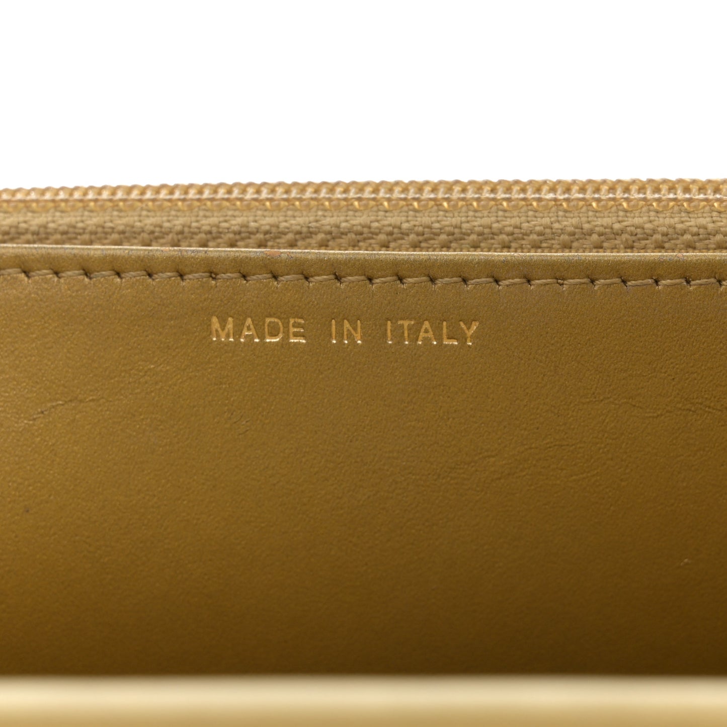 Distressed Calfskin Quilted Boy Wallet On Chain WOC Gold