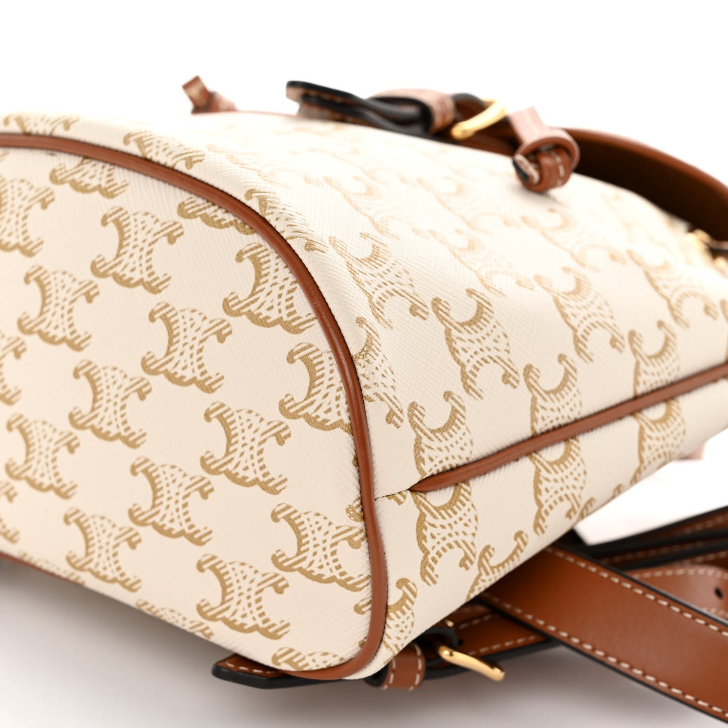 Triomphe Canvas Calfskin Mini Folco Backpack White