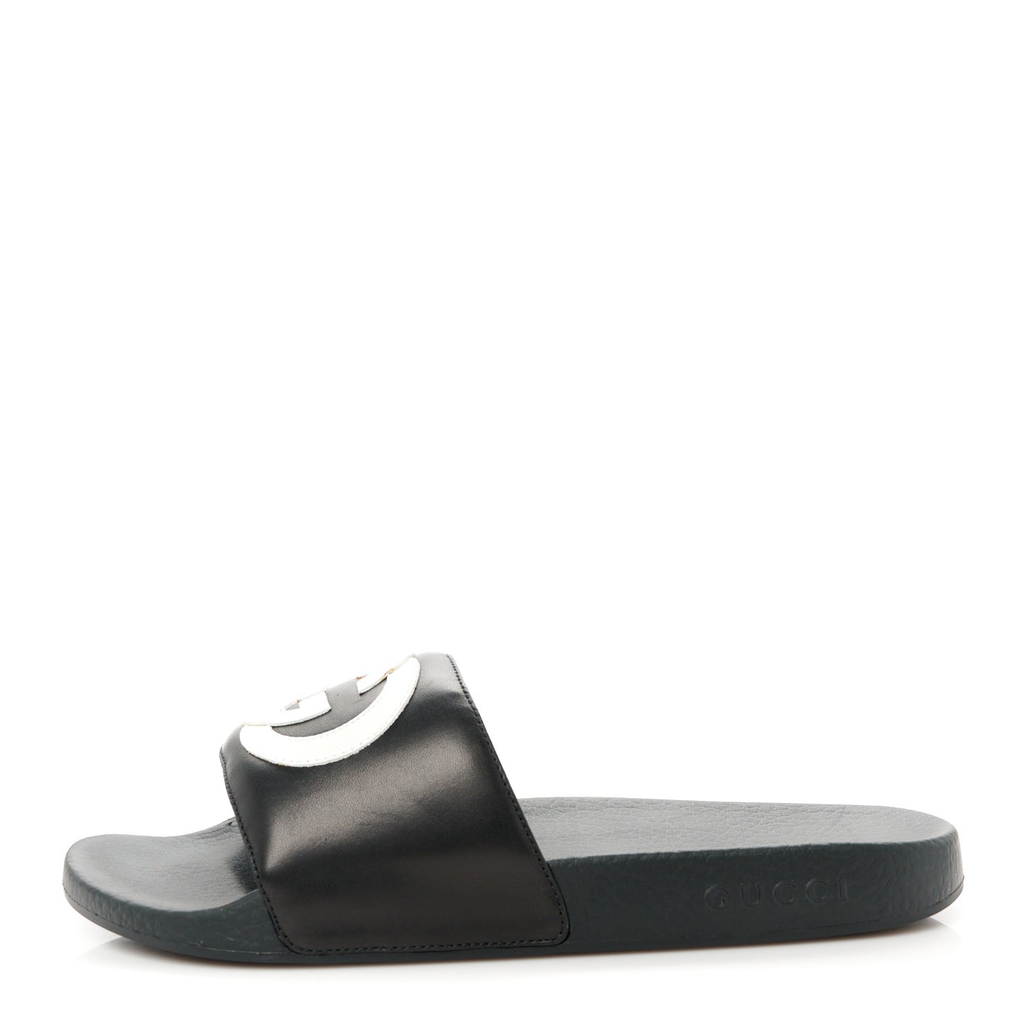 Nappa Miro Soft Calfskin Interlocking G Mens Slide Sandals 6 Black White