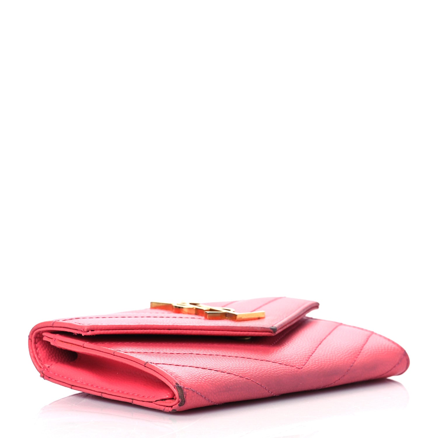 Saint Laurent Grain De Poudre Matelasse Chevron Small Monogram Envelope Wallet Rose Clair 4 of 16