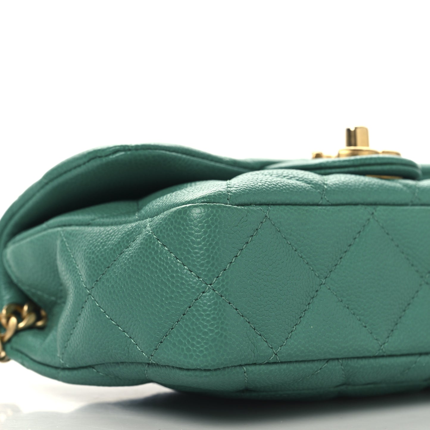Caviar Quilted Sweetheart Mini Rectangular Flap Green
