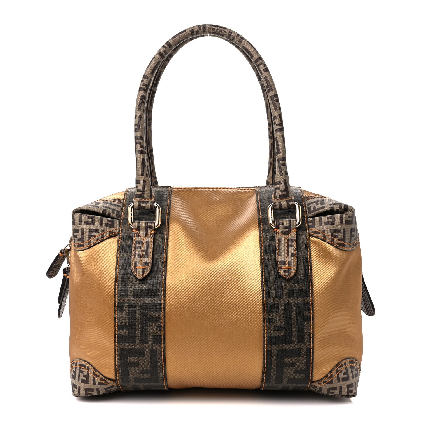 Zucca Zucchino Mixed Media B Mix Tote Tobacco Gold