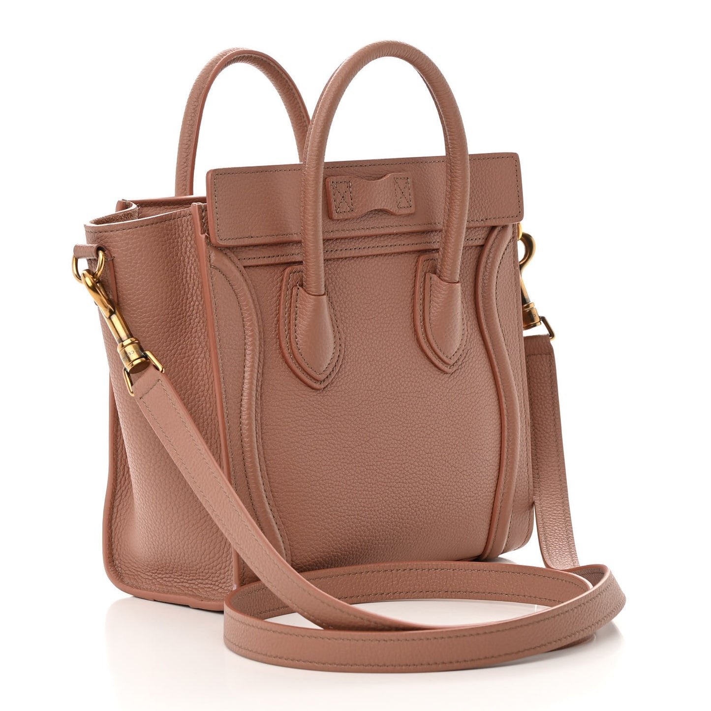 Drummed Calfskin Nano Luggage Antique Rose
