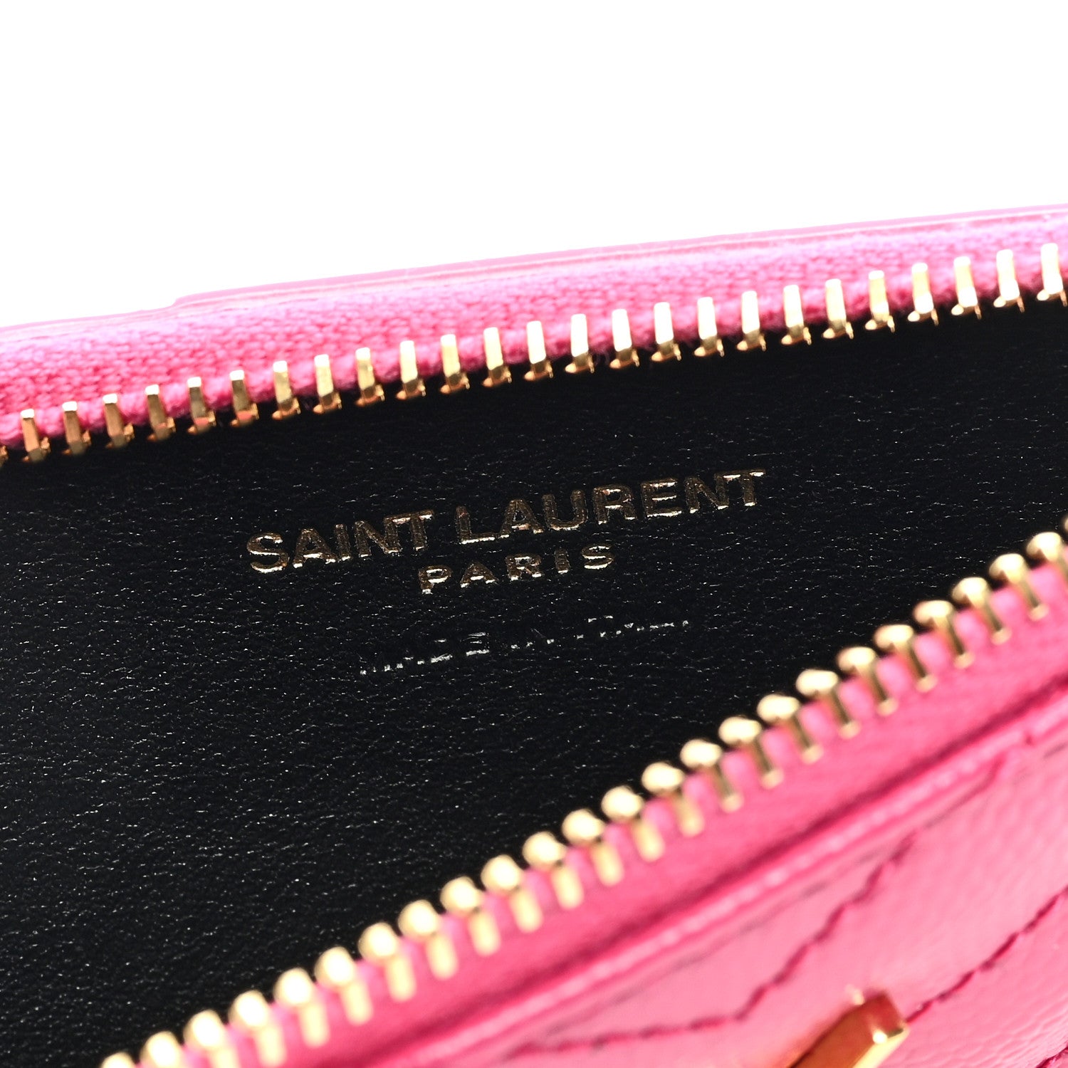 Saint Laurent Grain De Poudre Matelasse Chevron Monogram Fragments Zippered Card Case Fresh Fuxia 6 of 6