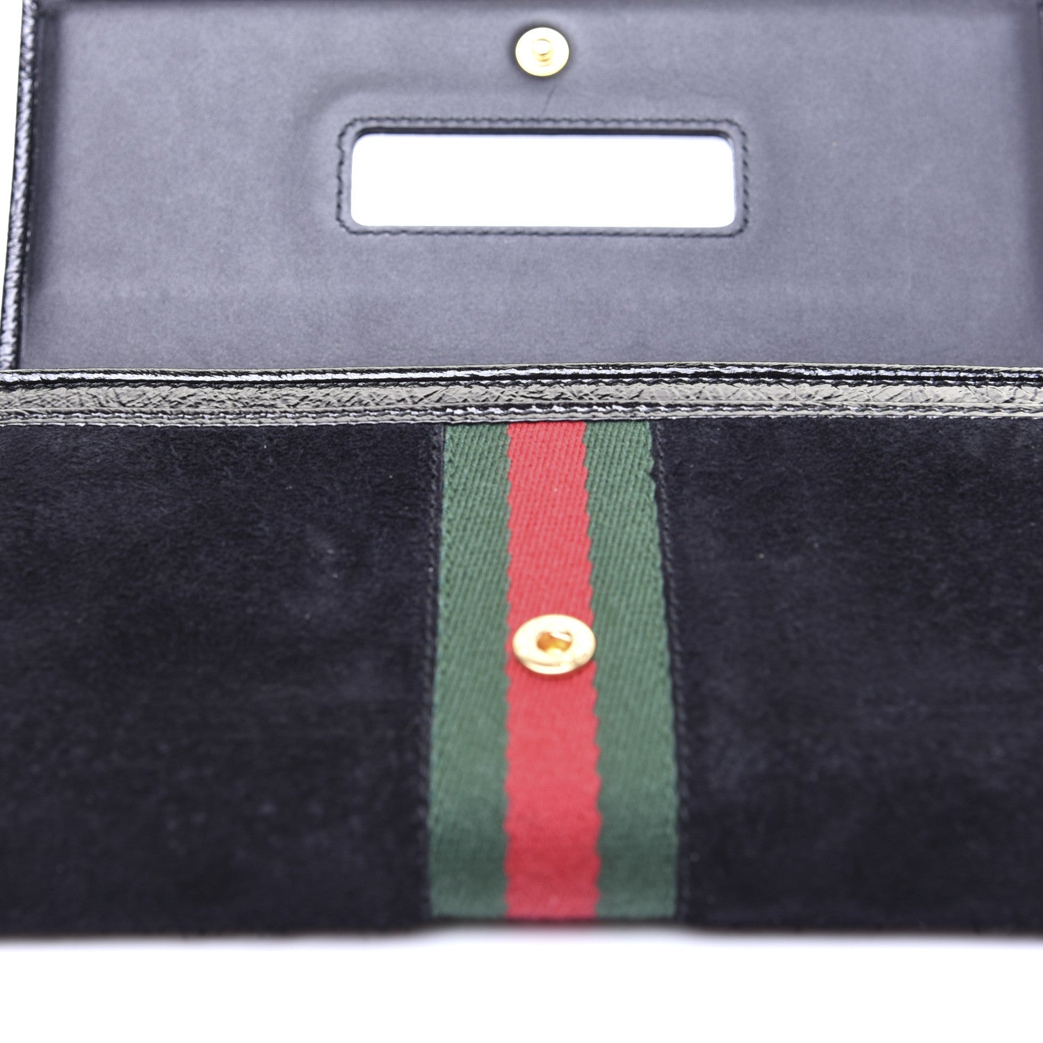 Gucci Suede Patent Web Ophidia Wallet On Chain Black 11 of 13