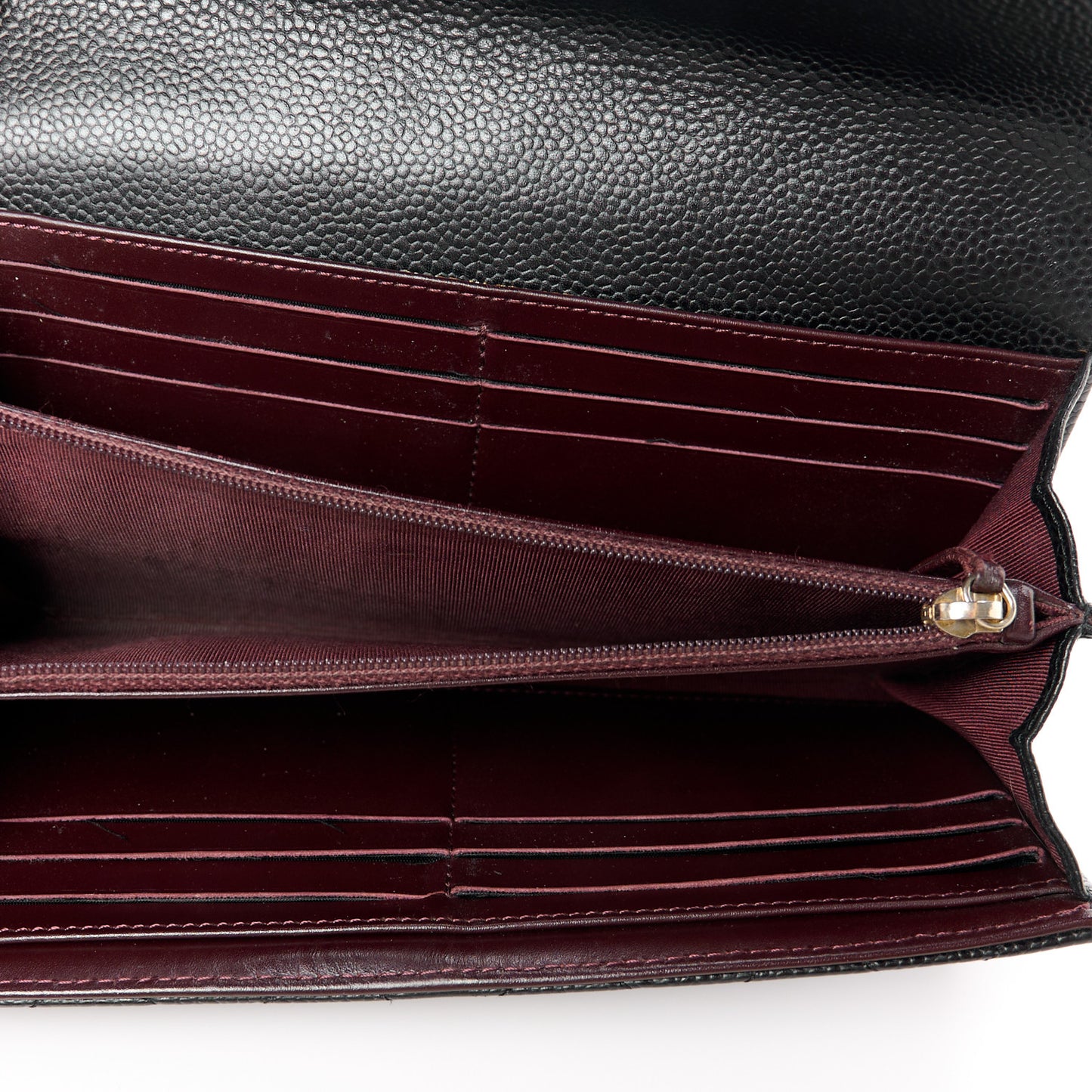 Caviar Quilted Long Flap Wallet Black