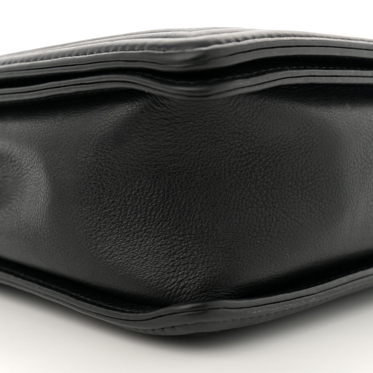 Calfskin Quilted Large Boy Flap Black