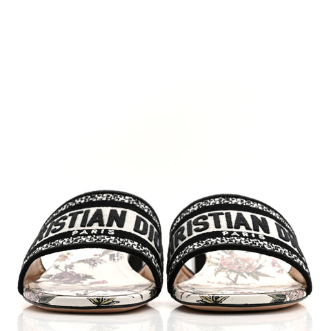 Canvas Jardin Botanique Embroidered Dway 40mm Slide Sandals 37 White Multicolor
