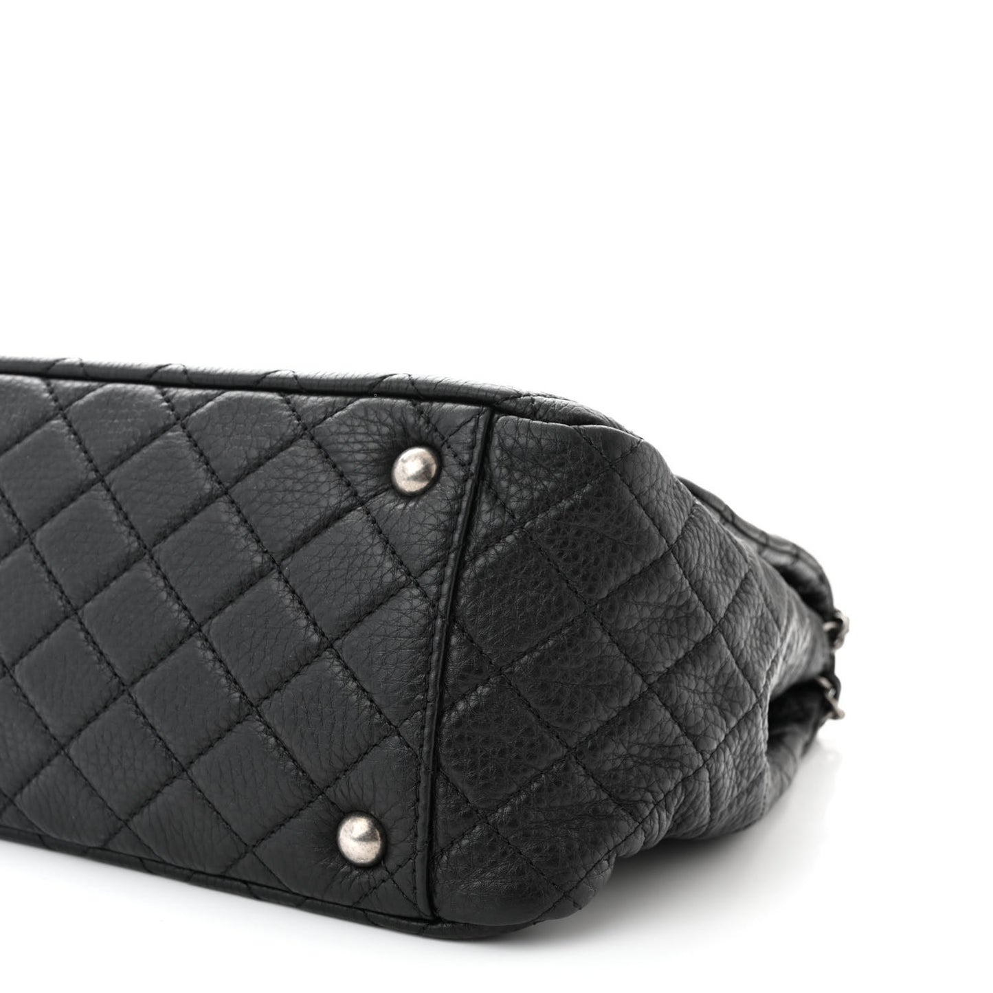 Calfskin Quilted XXL Travel Flap Bag Black