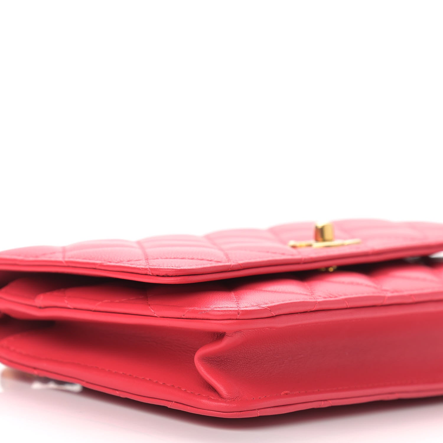 Chanel Lambskin Quilted CC Pearl Crush Wallet on Chain WOC Red 10 of 12