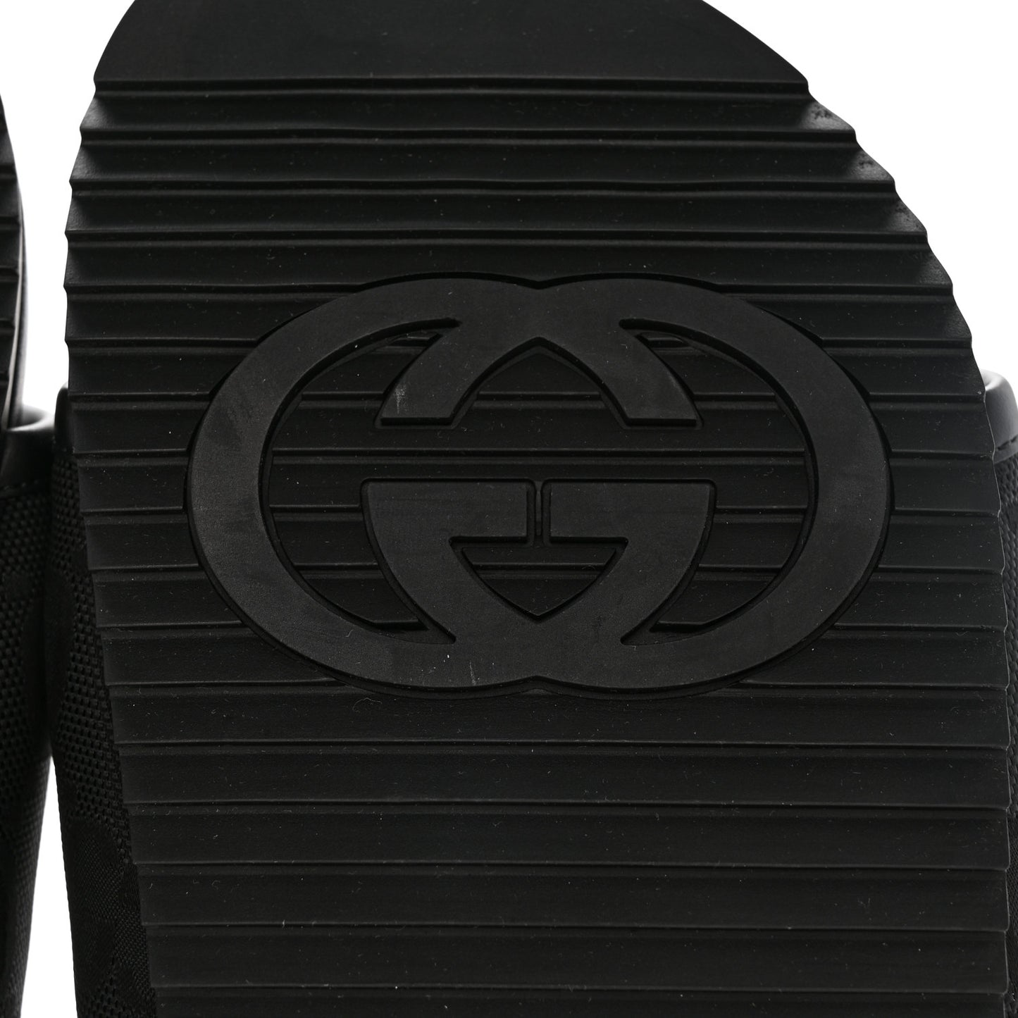 Econyl Nylon Demetra GG Monogram Mens Off the Grid Slide Sandals 9 Black