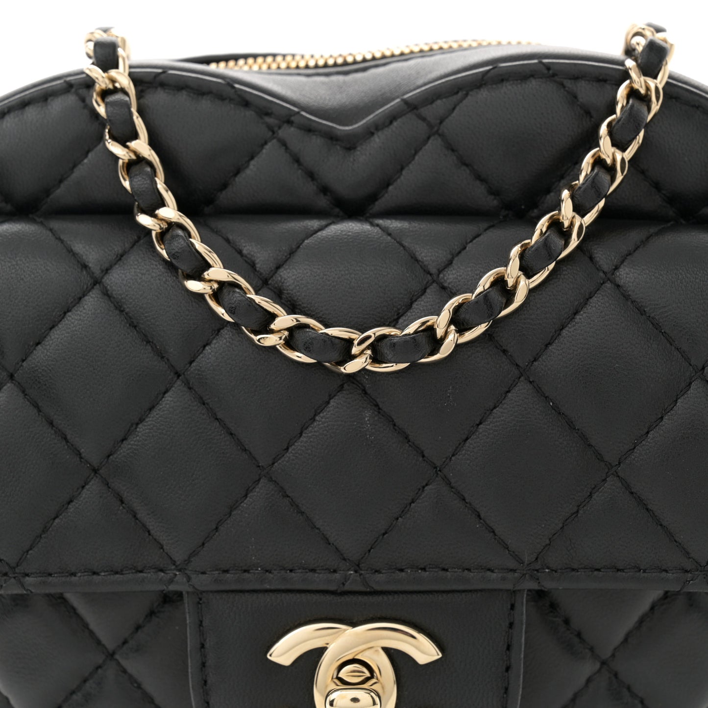 Lambskin Quilted CC In Love Heart Bag Black