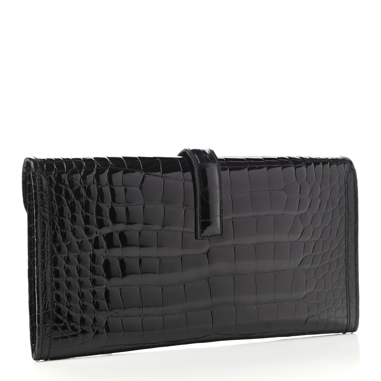 Hermes Shiny Alligator Jige Elan 29 Clutch Black 3 of 7