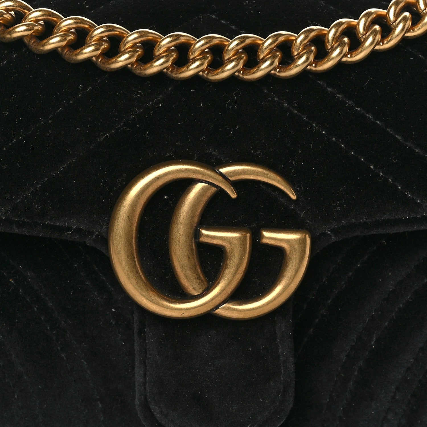 Gucci Velvet Matelasse Mini GG Marmont Shoulder Bag Black 9 of 11