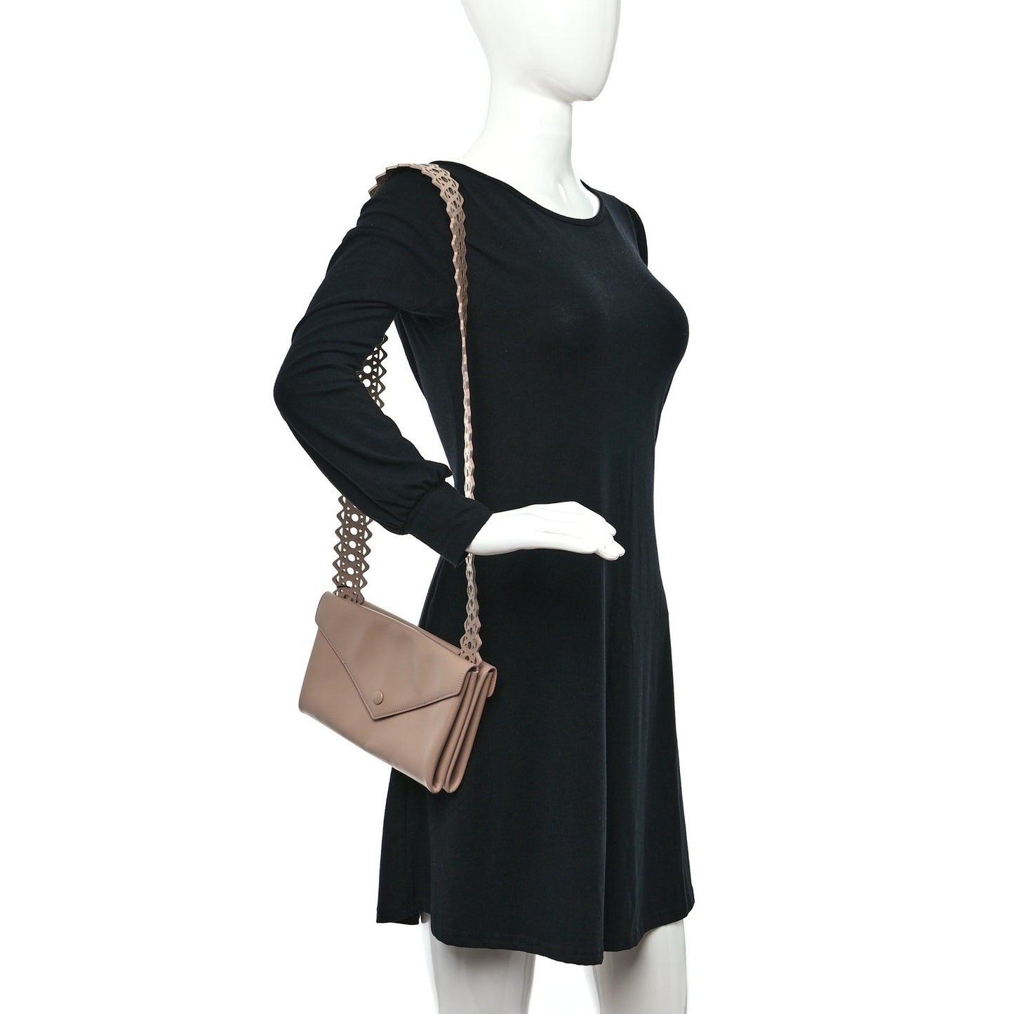Calfskin Laser Cut Oum Double Envelope Clutch Crossbody Sable