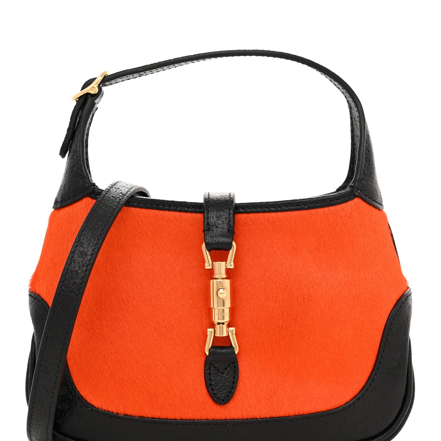 Calf Hair Textured Dollar Calfskin Mini Jackie 1961 Hobo Orange Black