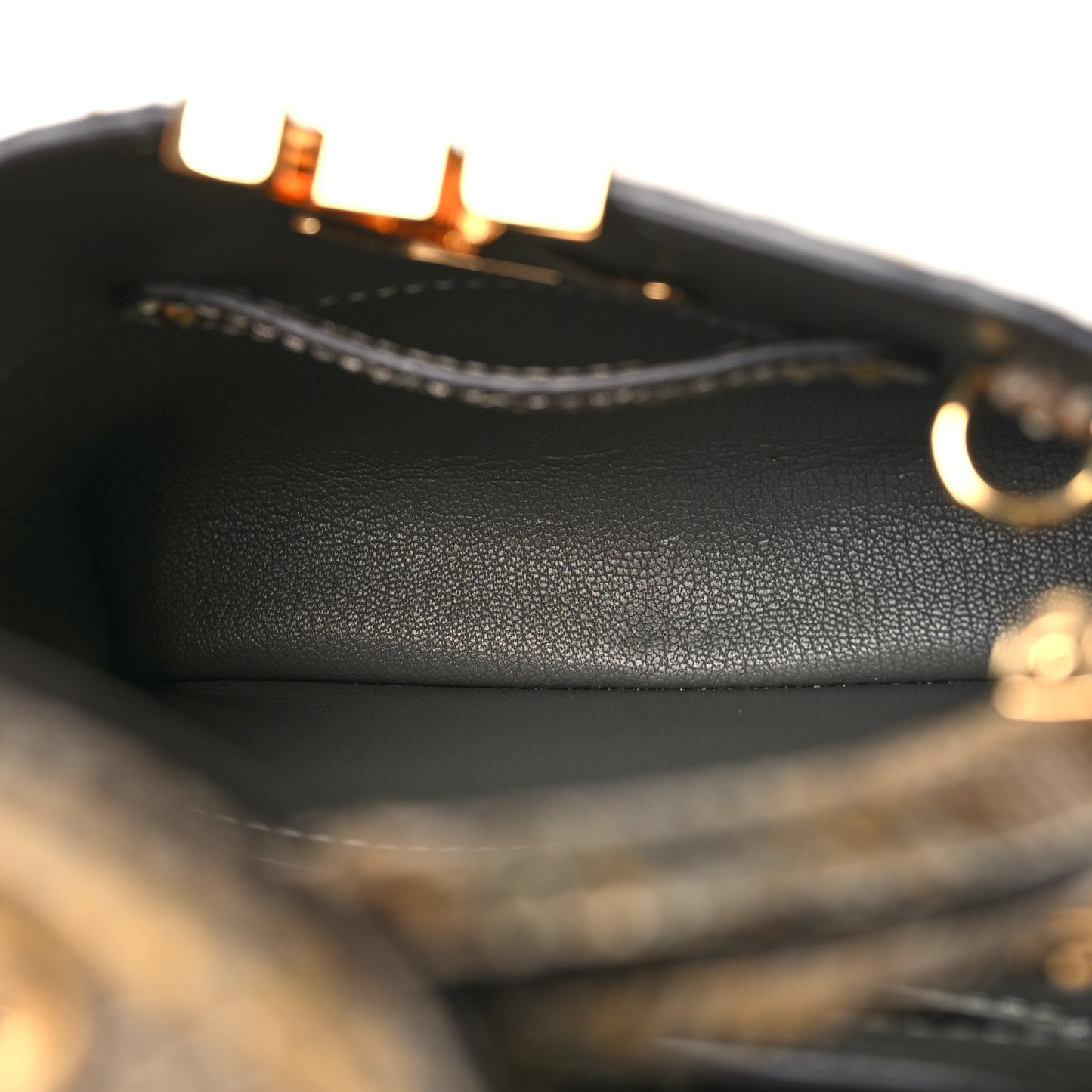 Metallic Python Capucines Mini Gold Silver