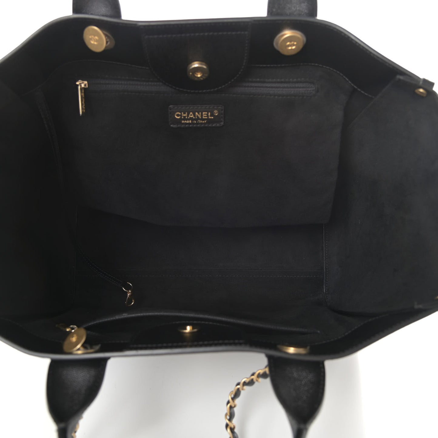 Caviar Medium Studded Deauville Tote Black
