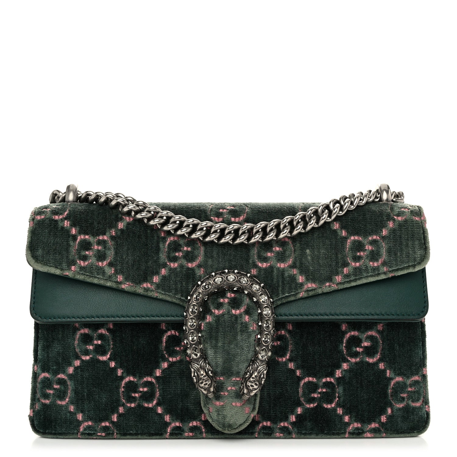 Gucci Velvet Moon Calfskin Crystal GG Monogram Small Dionysus Shoulder Bag Avio Dusty Pink Black Diamond 1 of 13