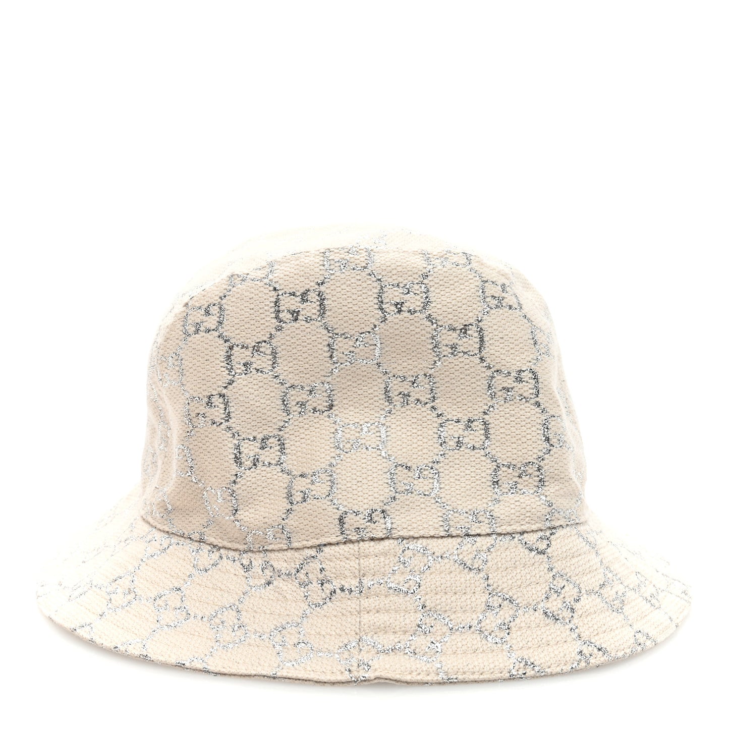 Canvas Lame GG Monogram Bucket Hat M Gardenia Silver