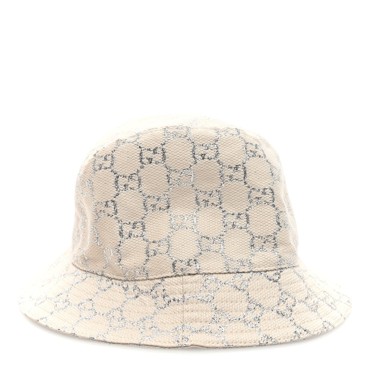Gucci Canvas Lame GG Monogram Bucket Hat M Gardenia Silver 5 of 8