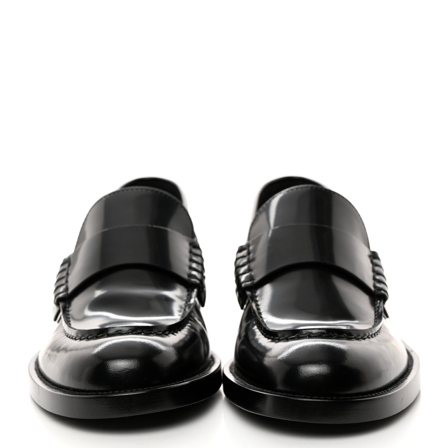 Shiny Calfskin Logo Loafers 38.5 Black