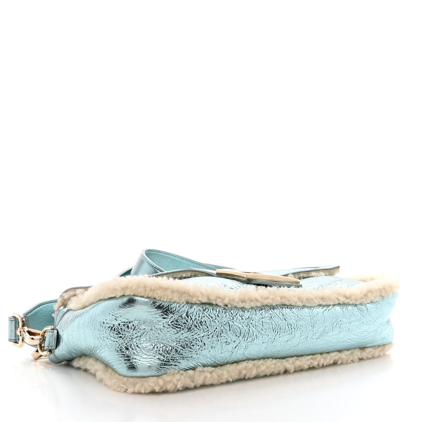 Metallic Lambskin Sheepskin Fur Re-Edition 2005-2006 Baguette Light Blue