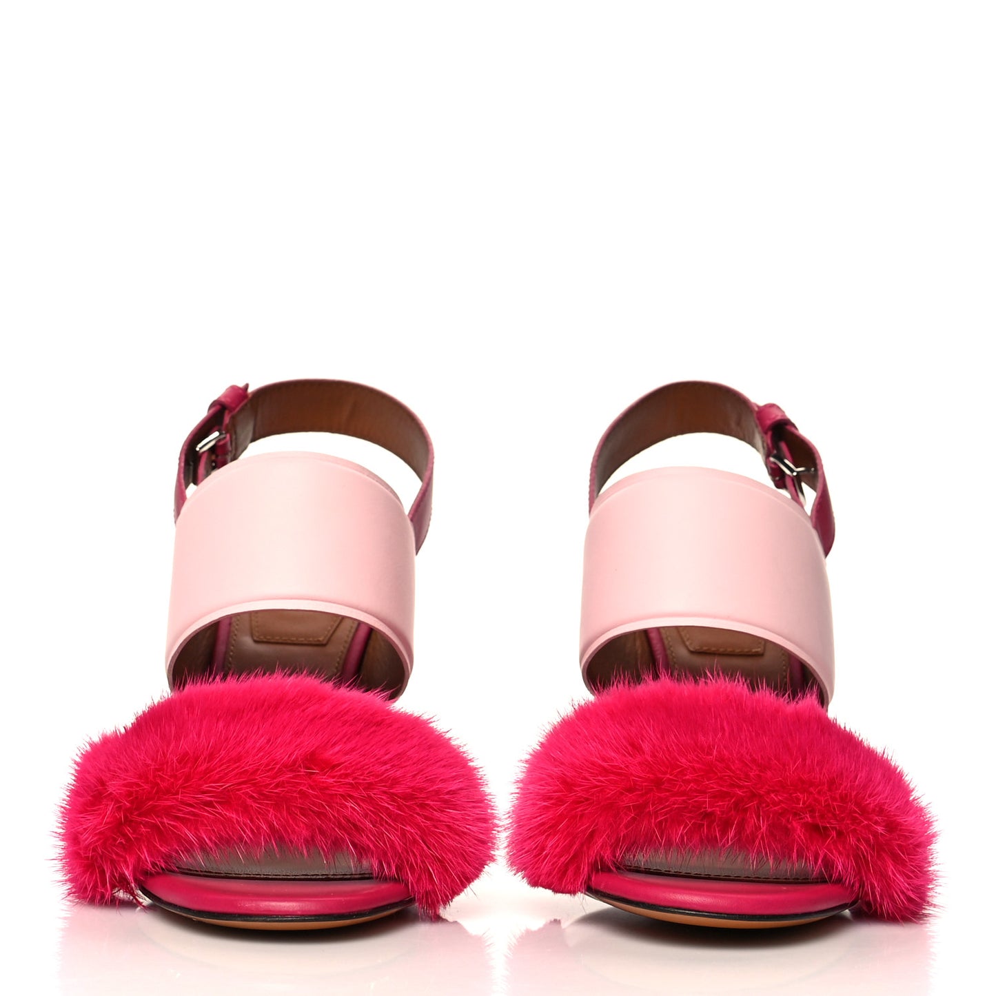 Mink Calfskin Color Block Heels 37 Pink