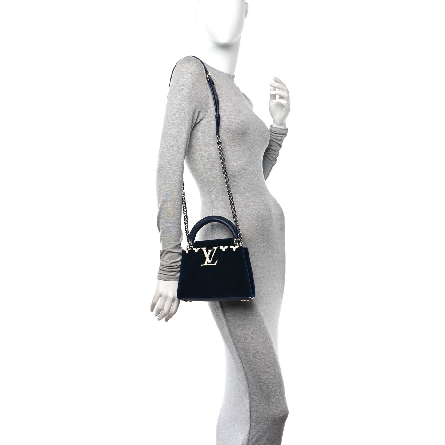 Velvet Crystal Capucines Mini Midnight Blue