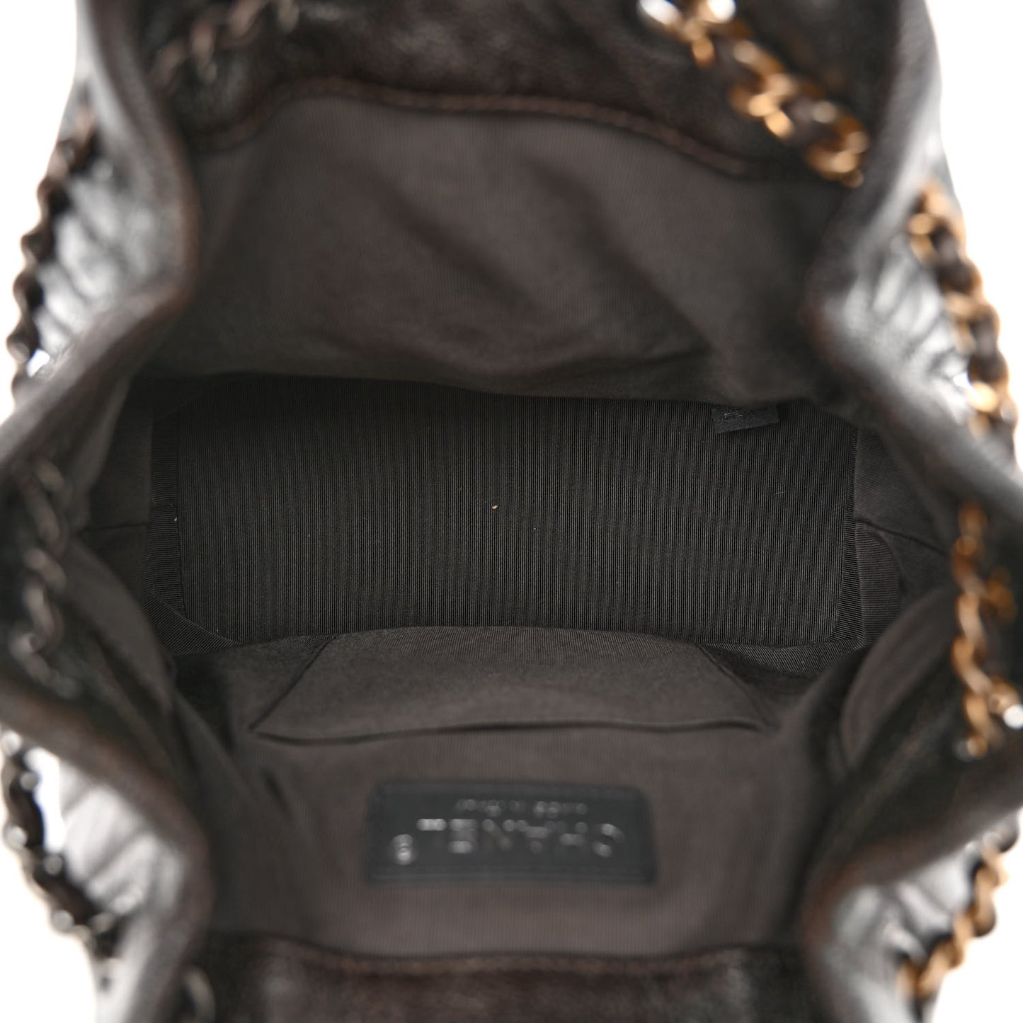 Metallic Grained Goatskin Gabrielle Backpack Dark Silver Gold