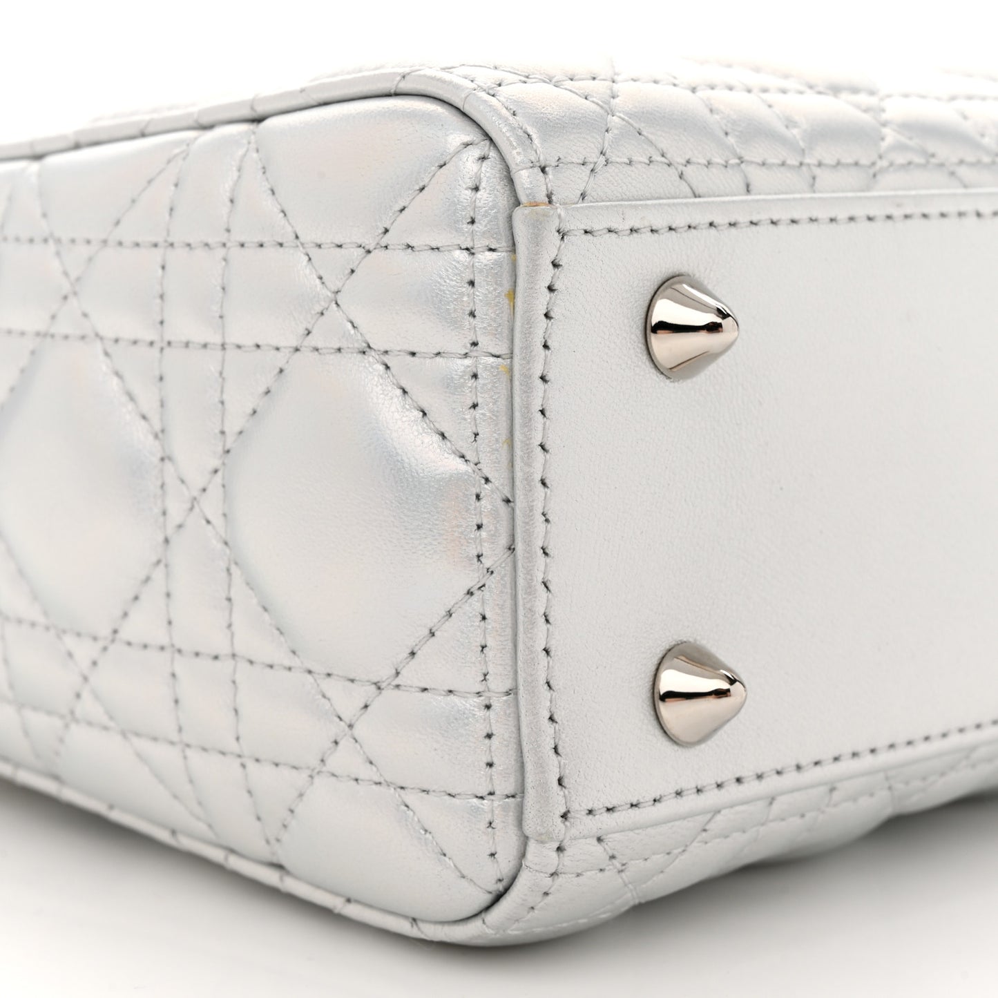 Metallic Lambskin Cannage Small My ABCDior Lady Dior Silver