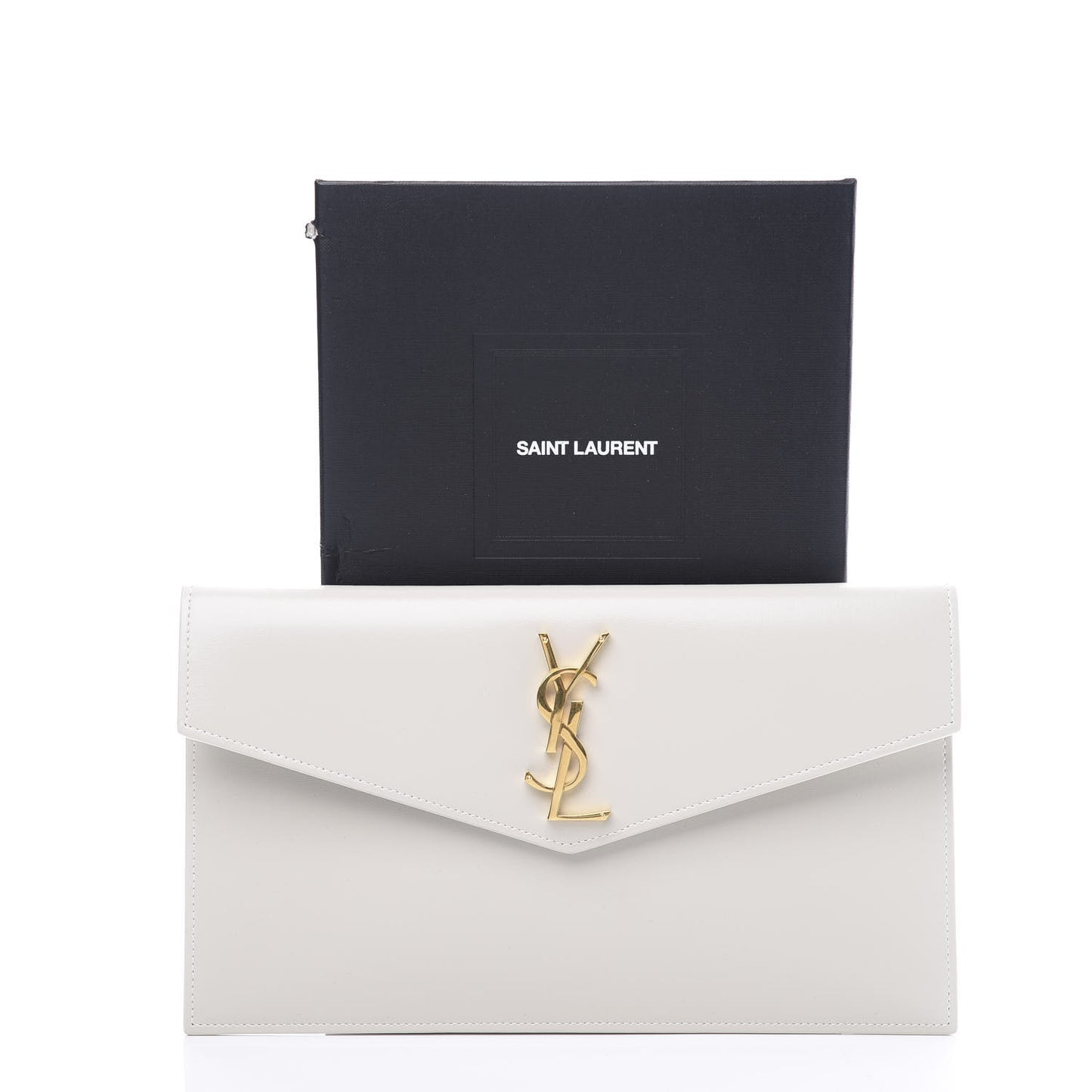 Smooth Shiny Calfskin Monogram Uptown Pouch White