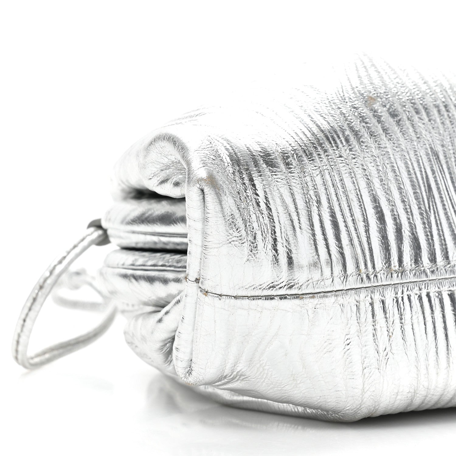 Bottega Veneta Metallic Bark Calfskin The Mini Pouch Silver 8 of 10