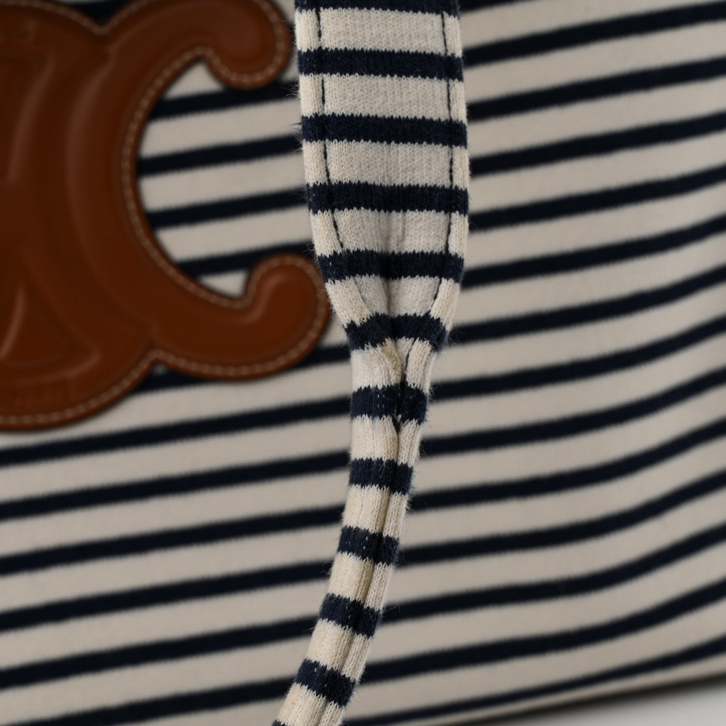 Canvas Calfskin Triomphe Large Cabas Navy Tan
