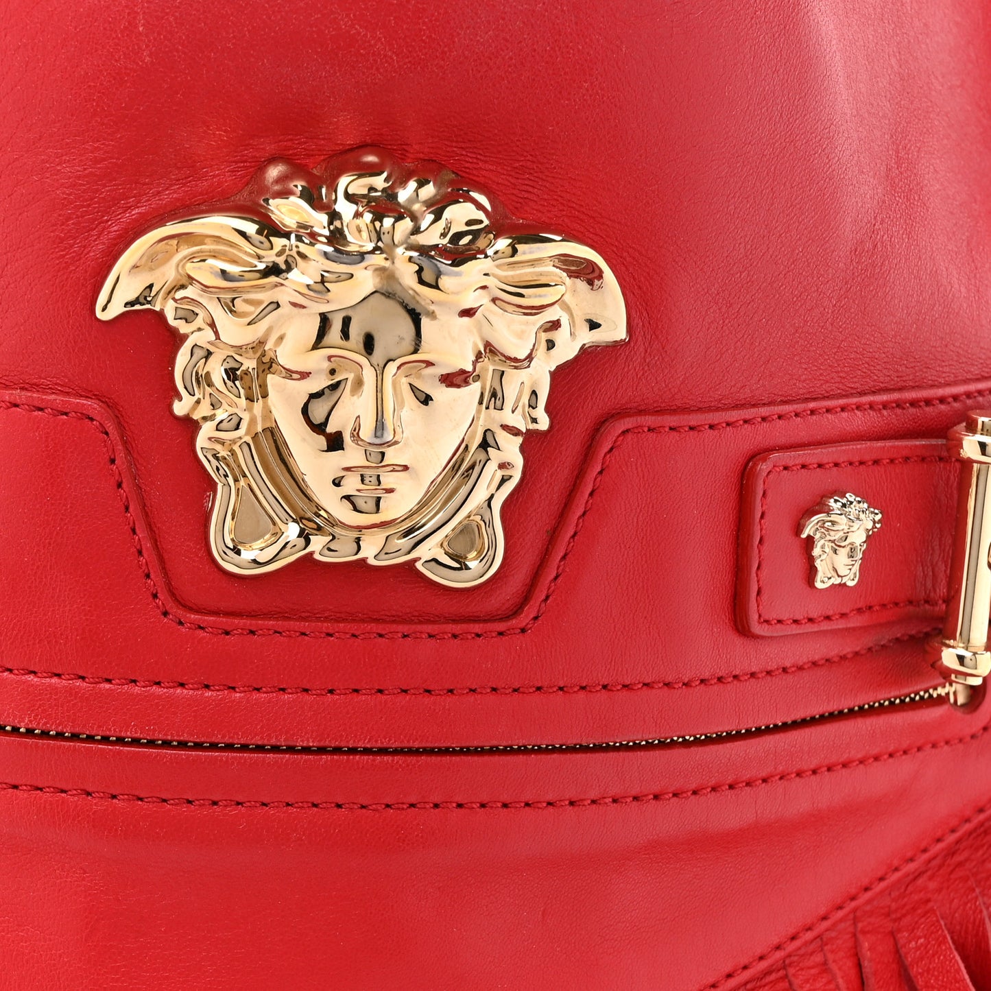 Calfskin Palazzo Fringe Shoulder Bag Red