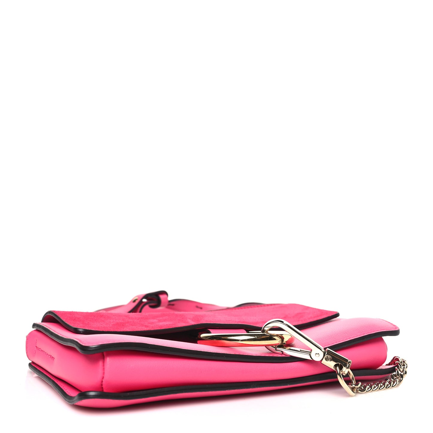 Suede Calfskin Small Faye Shoulder Bag Fuchsia Rose