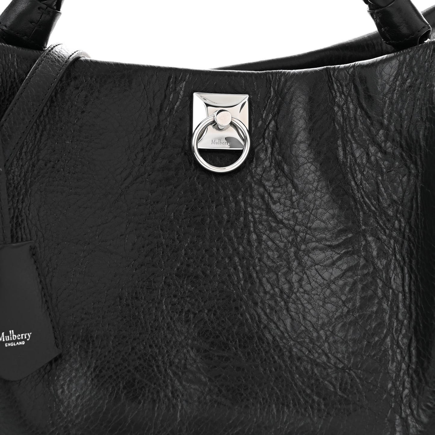 High Shine Calfskin Iris Tote Black