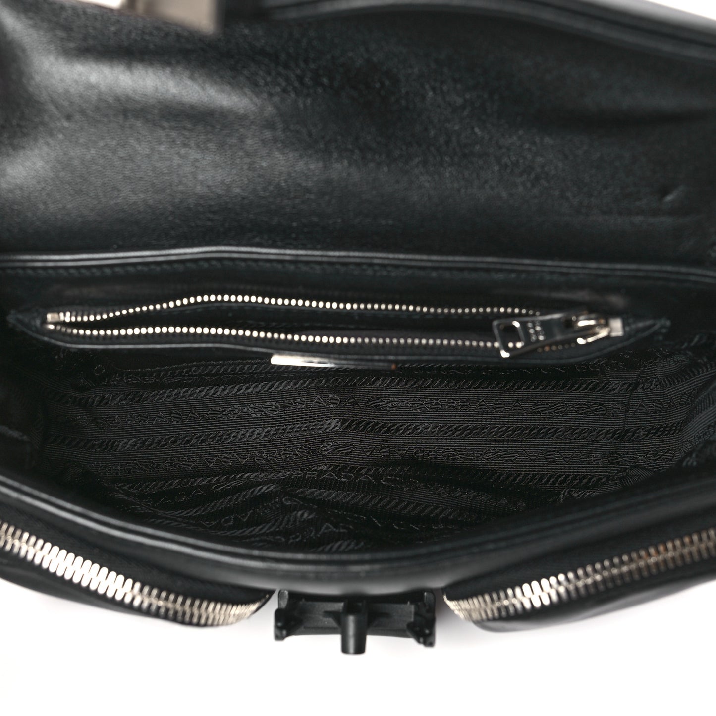 Nappa Double Pocket Buckle Shoulder Bag Black