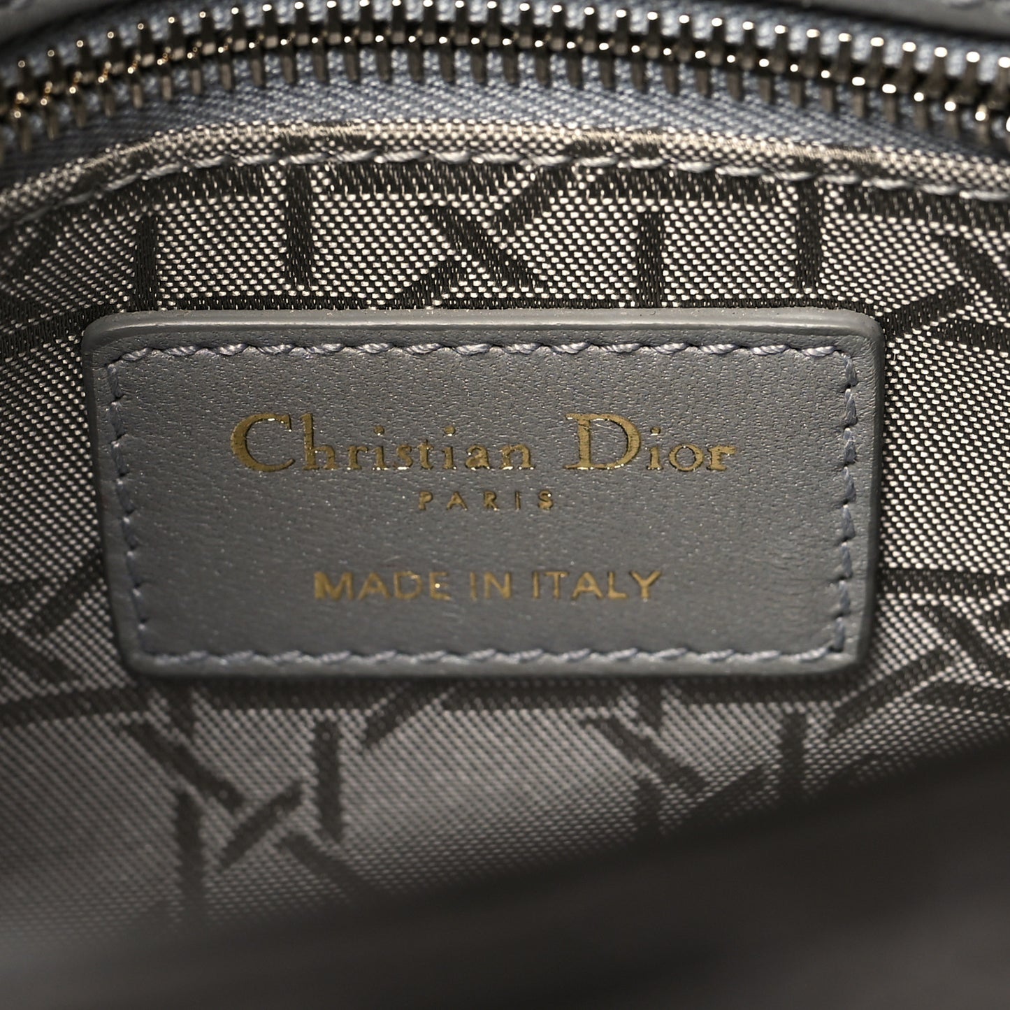 Metallic Lambskin Cannage Mini Lady Dior Grey