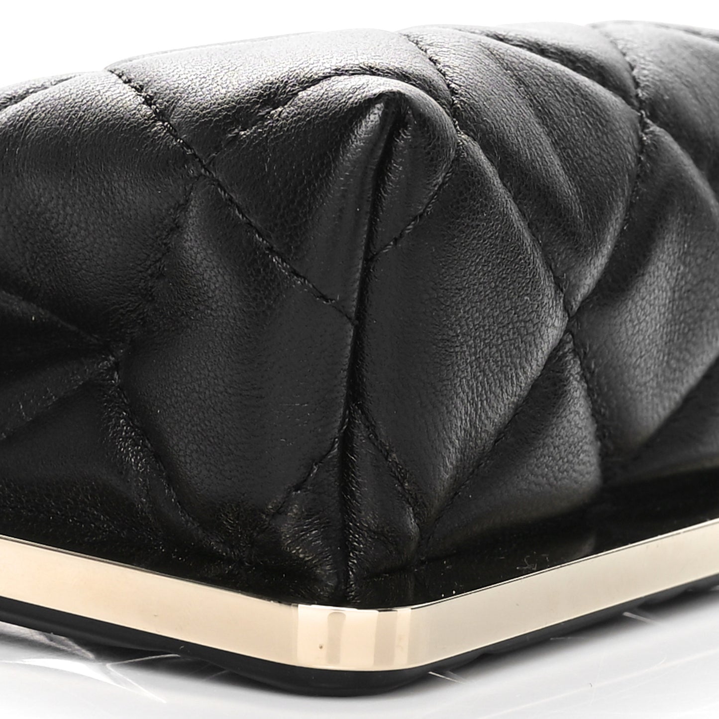 Lambskin Plexi Quilted CC Evening Clutch With Chain Black