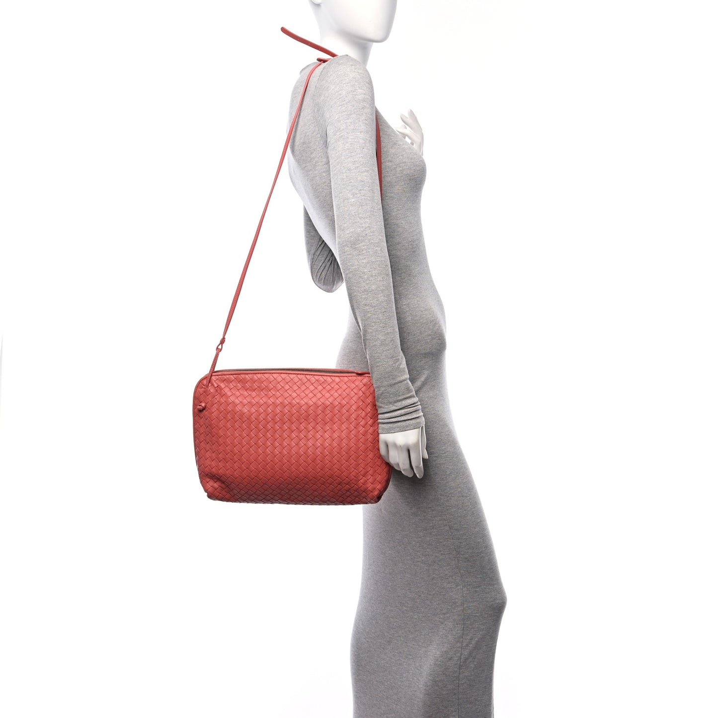 Nappa Intrecciato Large Nodini Crossbody Messenger Quarzo