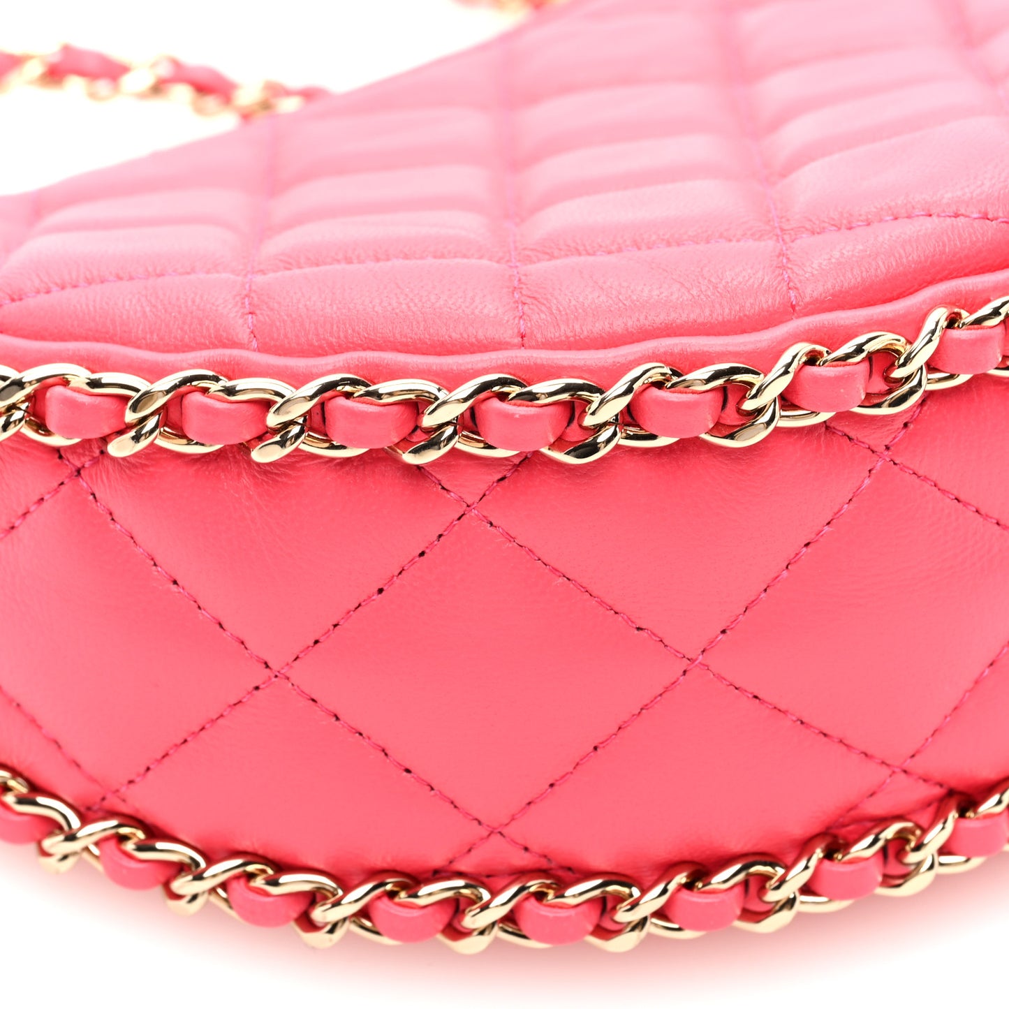 Lambskin Quilted Small Hobo Bag Dark Pink