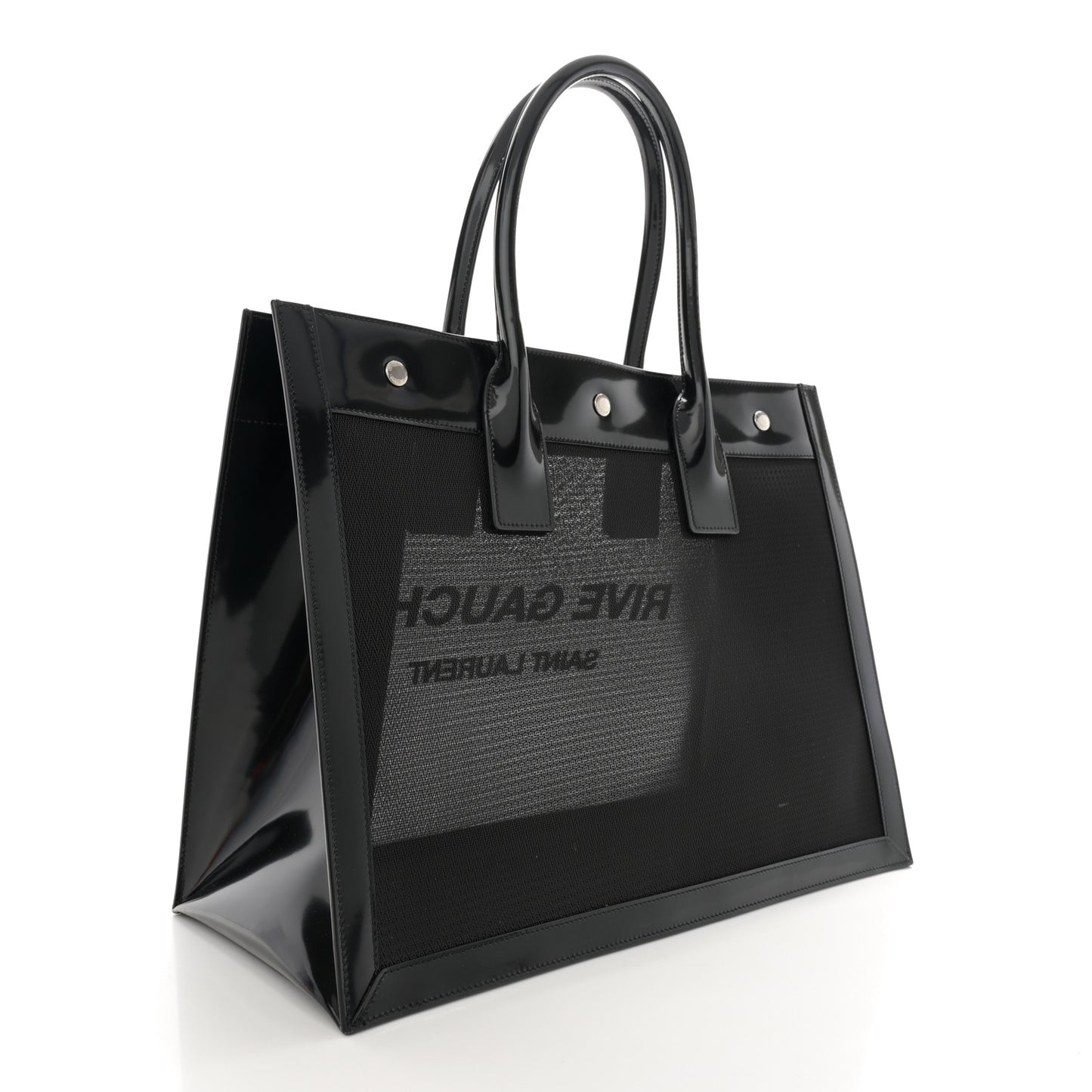 Mesh Patent Rive Gauche Tote Black